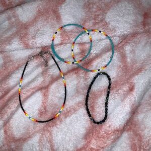 Colorful Beaded Necklace and Bracelet Set